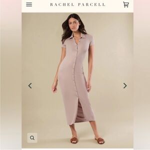 NWT Rachel Parcell Women's Beige Button-Front Midi Dress
